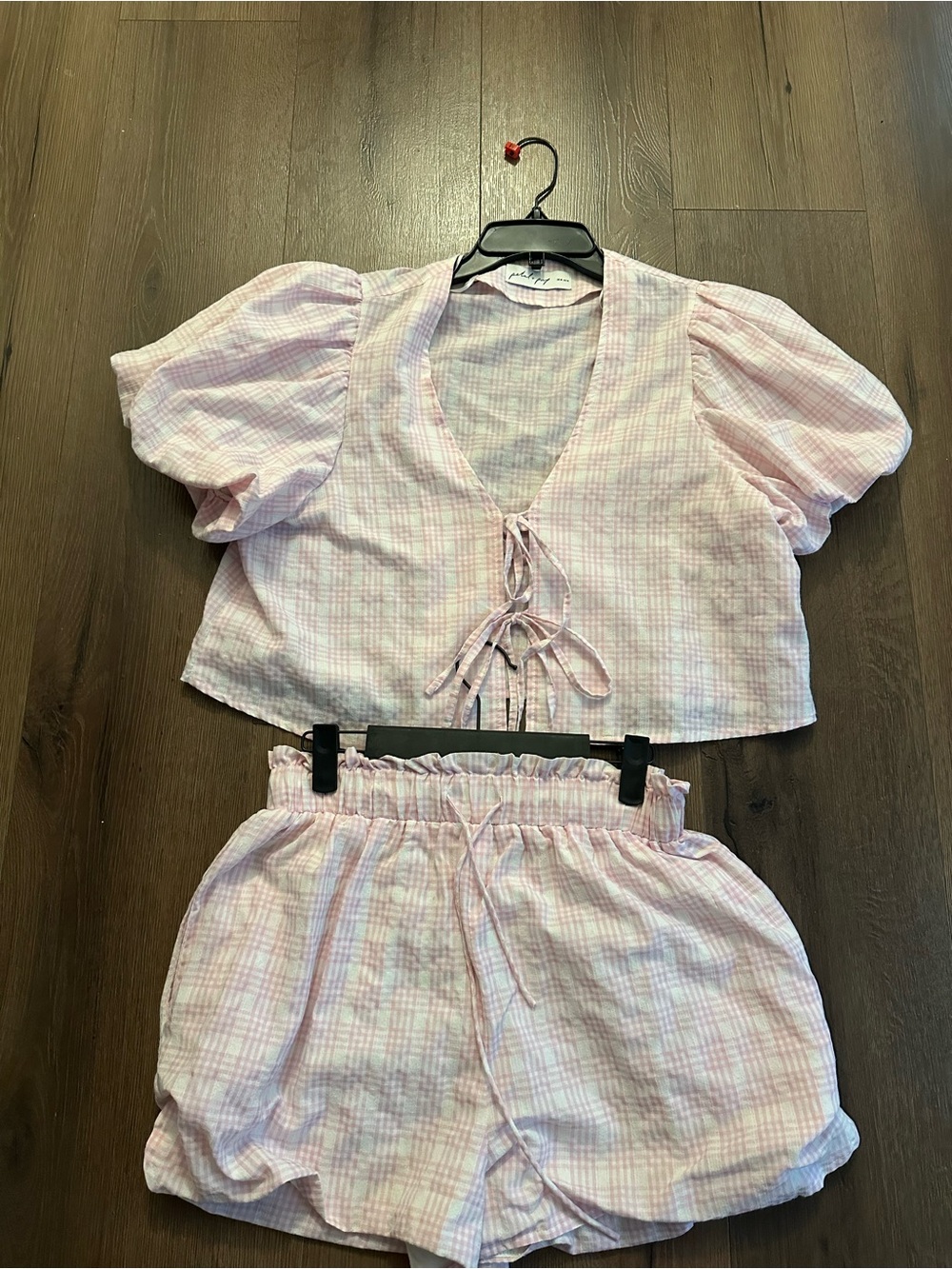 Petal & Pup Pink Plaid Relaxed V-Neck Top